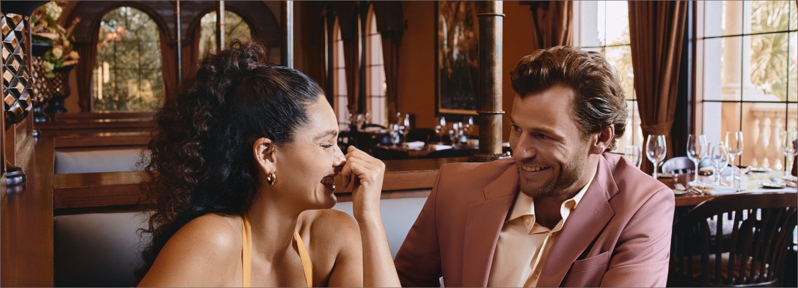 Couple dining in restaurant